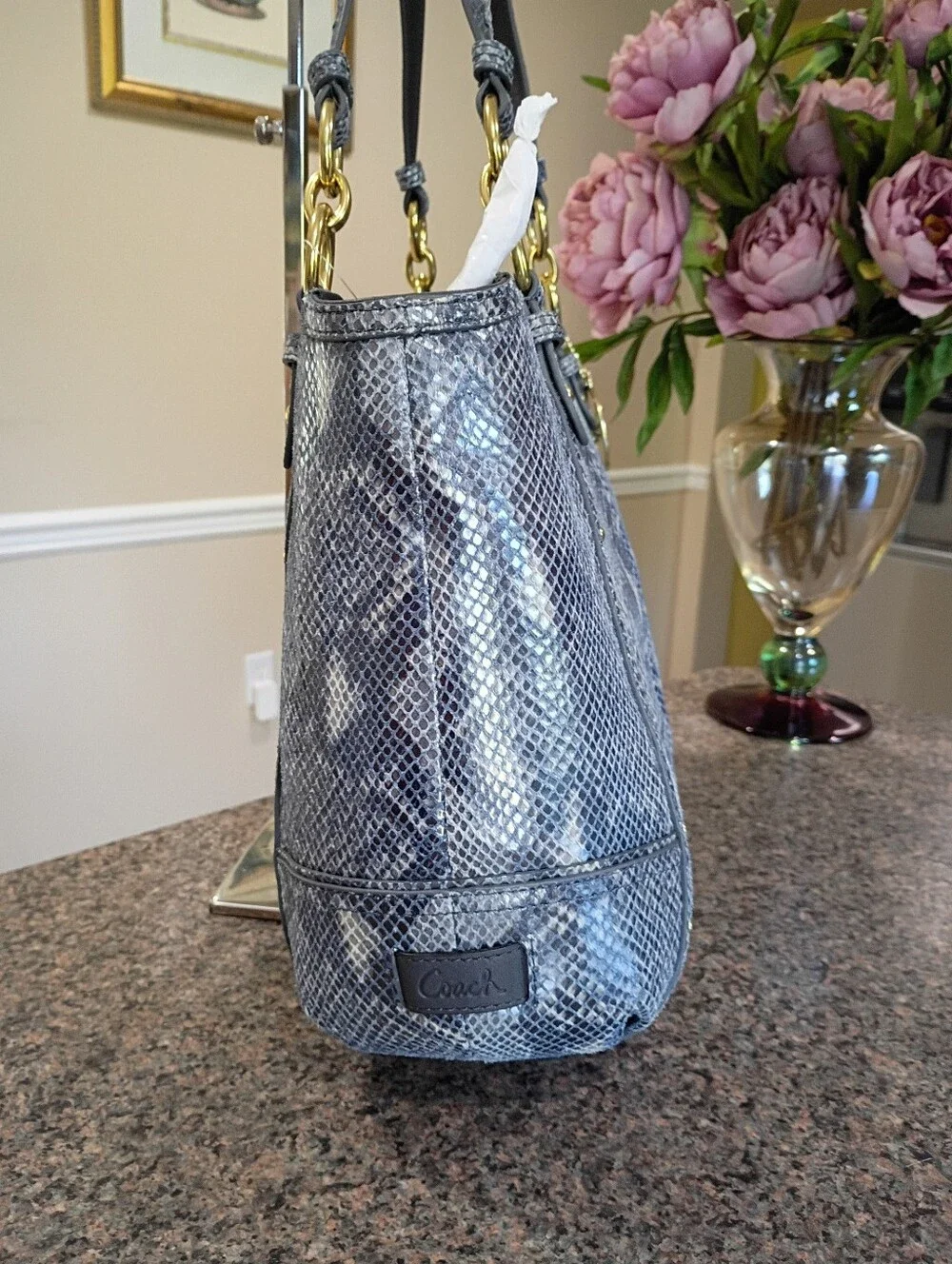 NWT Coach Alexandra Exotic Python Embossed Leather Bag